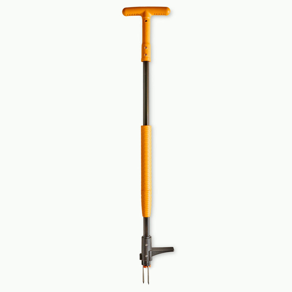 Extractor de malas hierbas resistente con mango en T ergonómico de agarre naranja