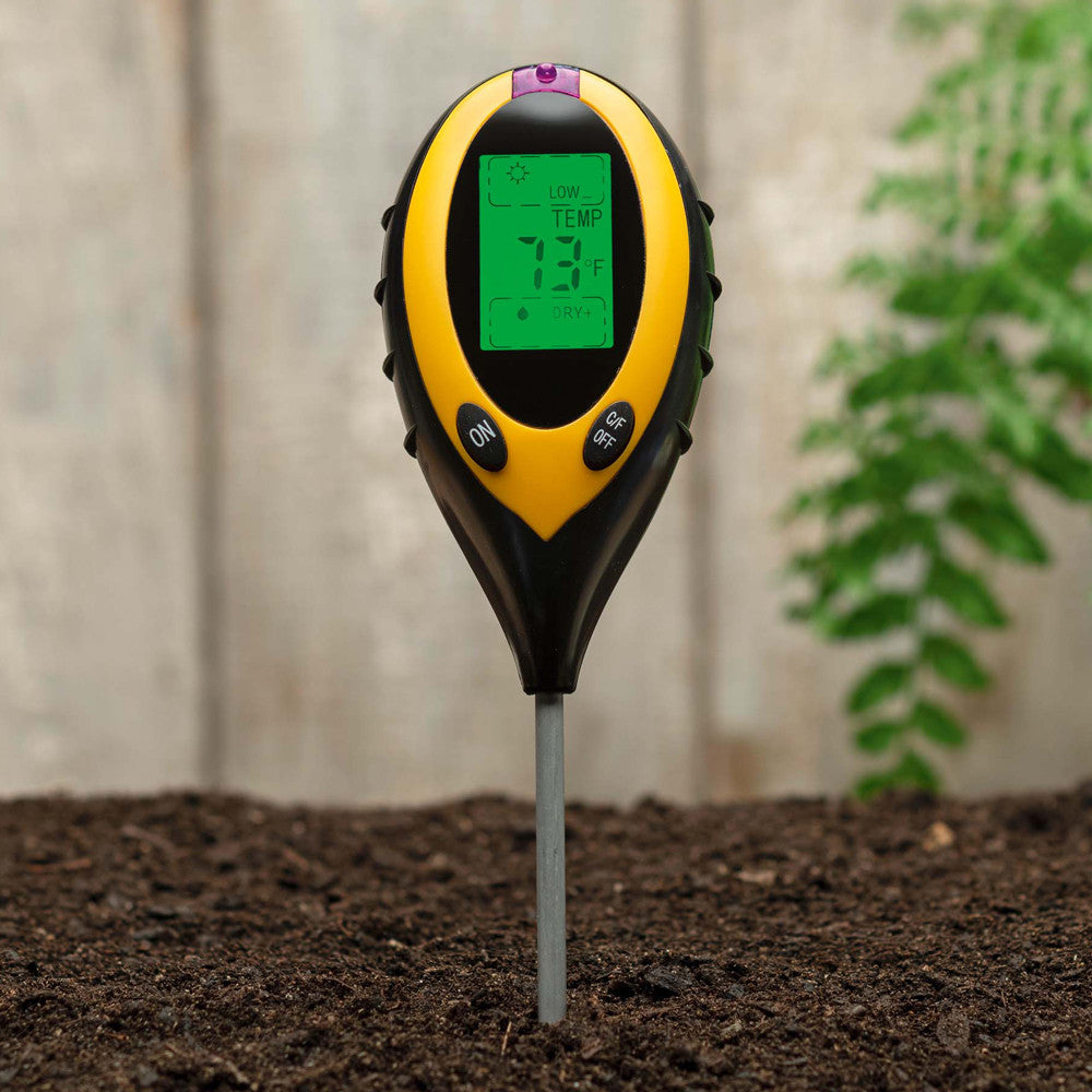 Medidor de suelo 4 en 1 para jardín: pH, humedad, temperatura y luz
