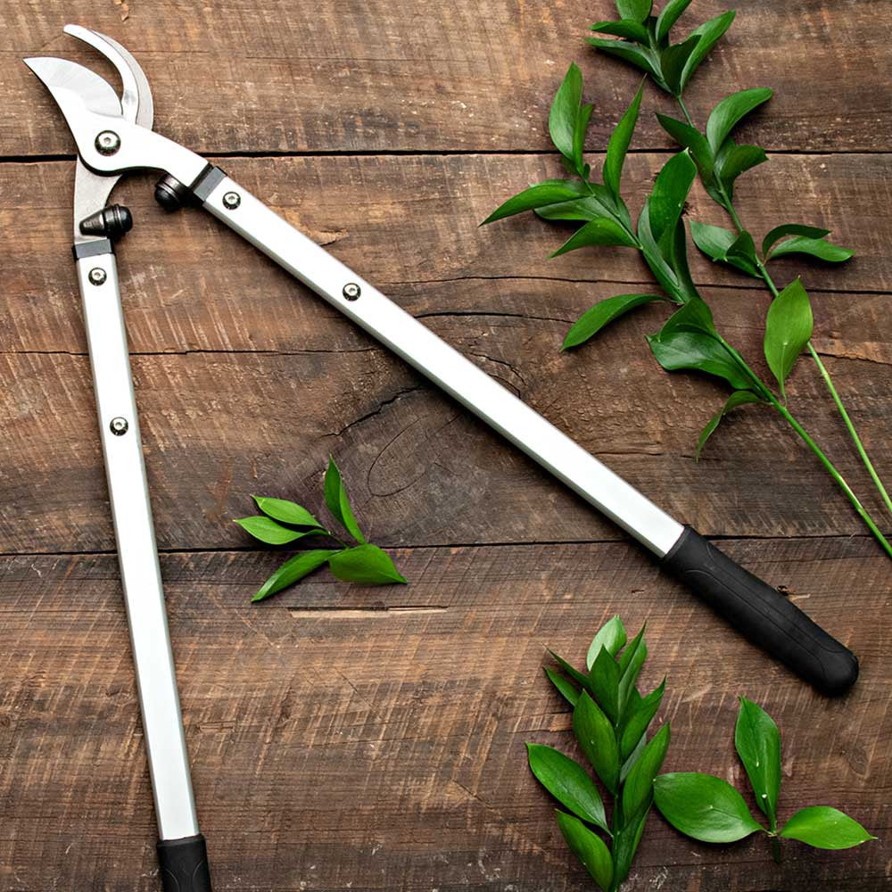 Tijeras de poda de jardín de mango de aluminio superresistente con empuñadura negra
