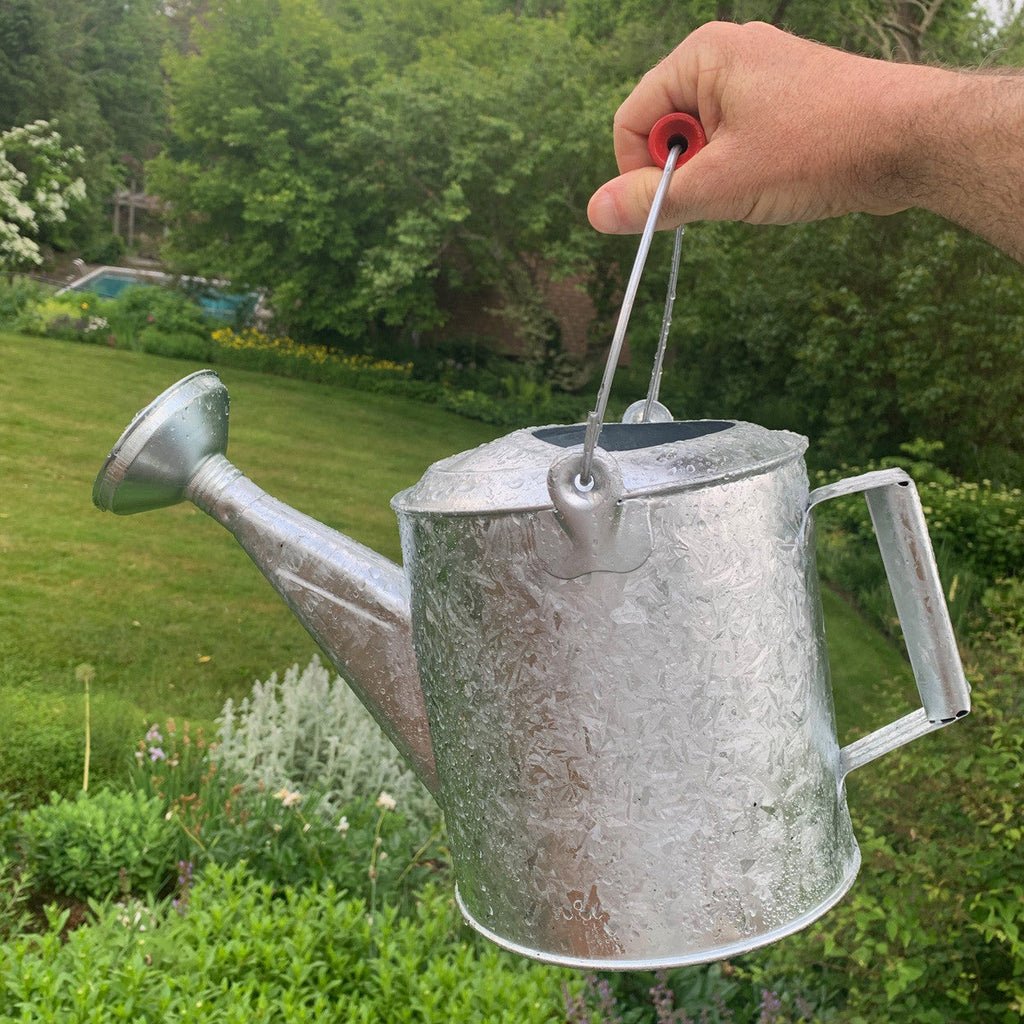 Regadera galvanizada de 1.5 galones con mango de madera