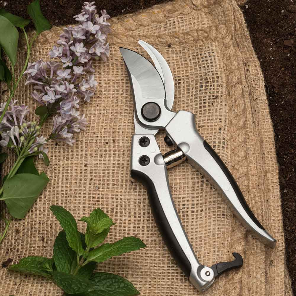 Tijeras de podar de derivación de aluminio fundido con mangos de goma