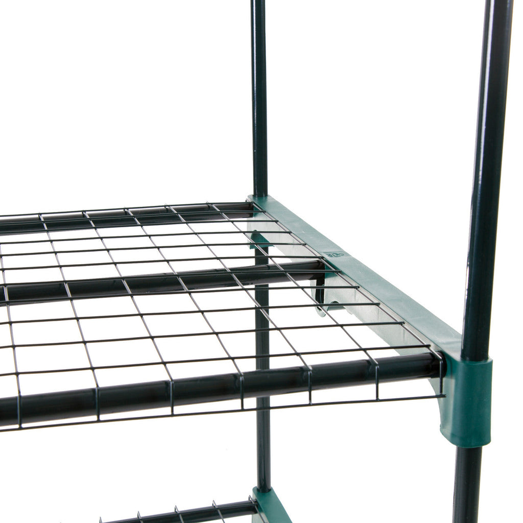 Invernadero Mini de 3 Estantes con Cubierta de PVC Transparente y Estructura de Acero Verde