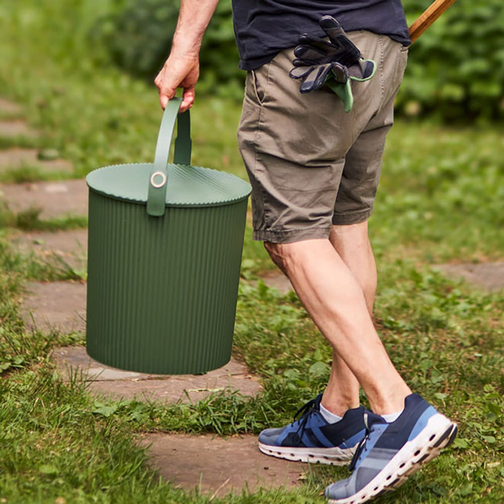 Cubo de Jardín con Tapa Asiento Resistente Verde 20L
