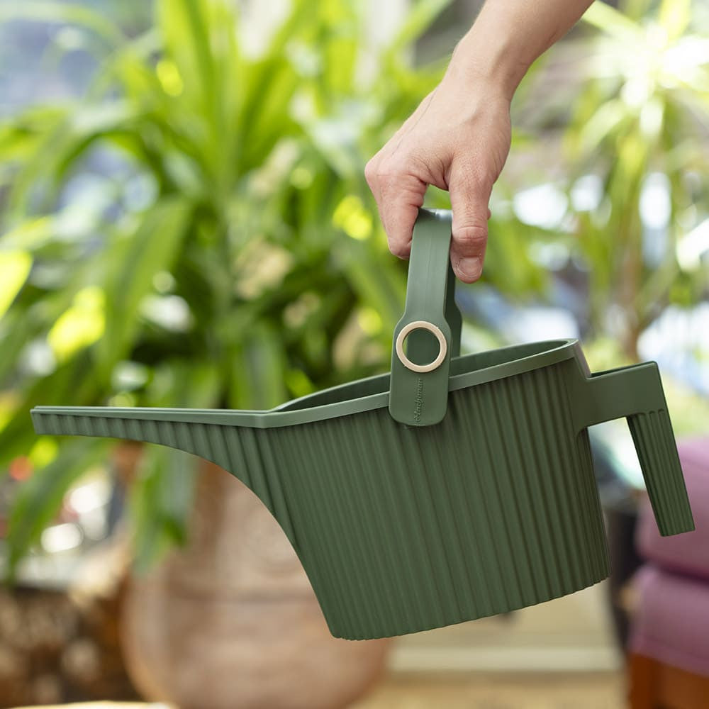 Regadera de interior con diseño de boquilla estriada de 1.5 litros, color verde