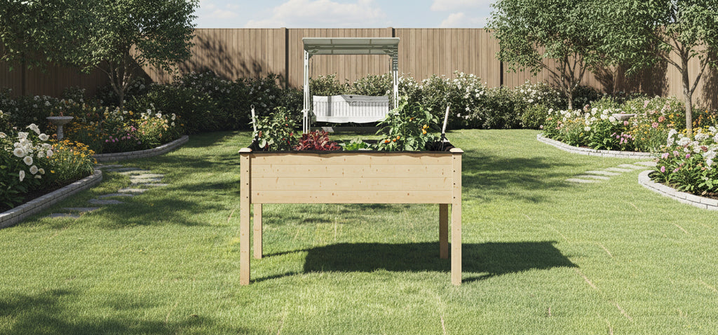 Mesa de Cultivo Elevada de Abeto con Drenaje y Forro
