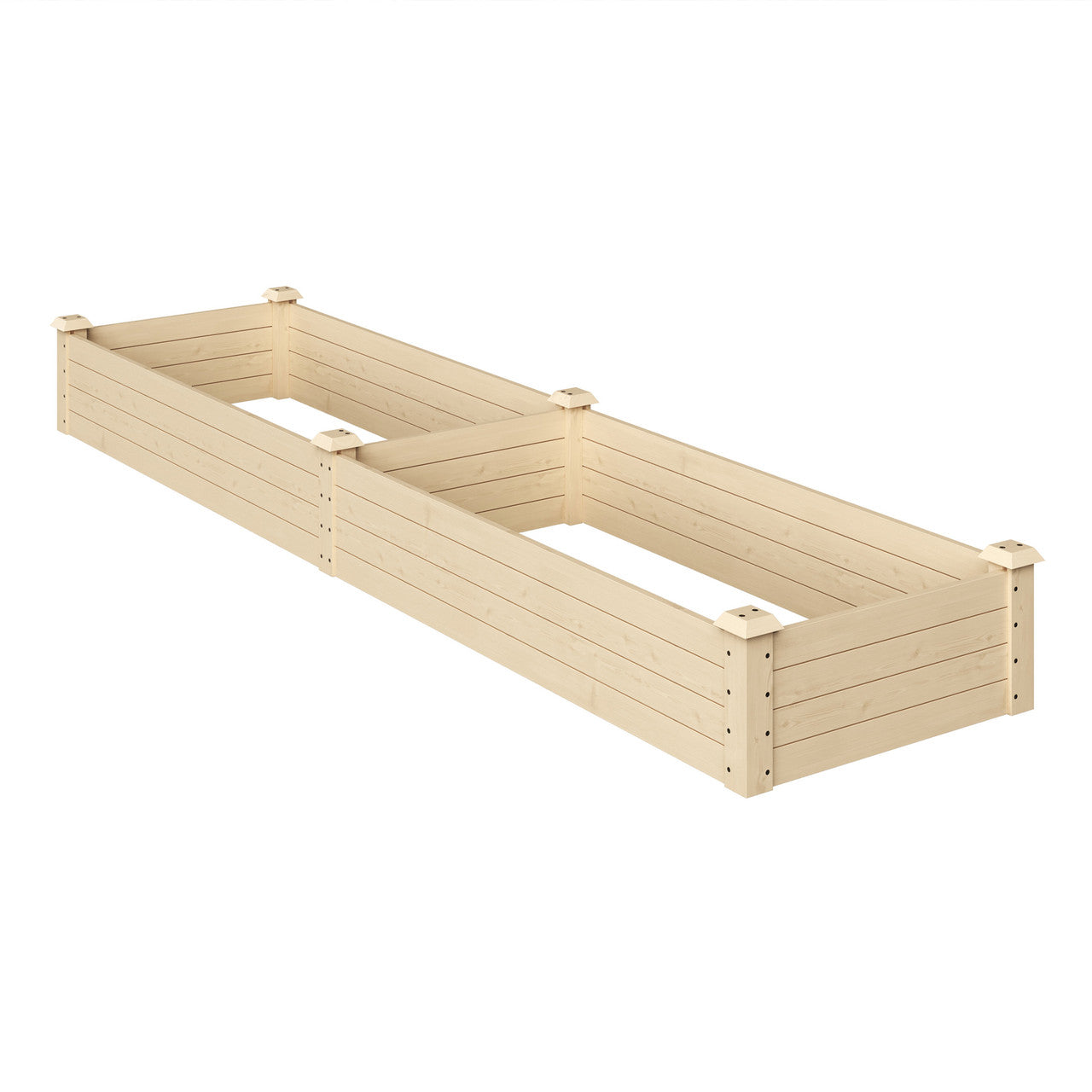 Cama de jardín elevada estrecha de madera de abeto pulida para plantar en exteriores