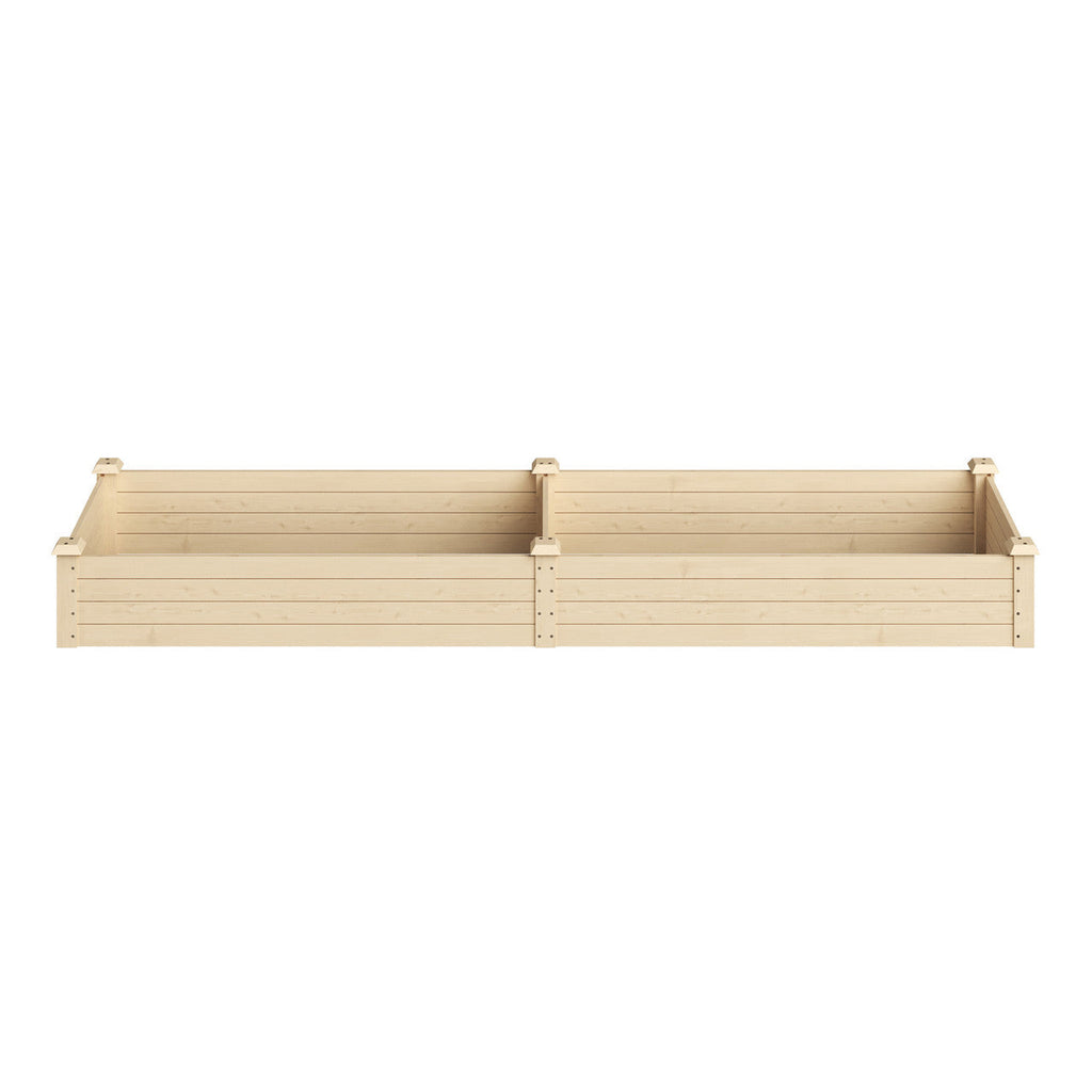Cama de jardín elevada estrecha de madera de abeto pulida para plantar en exteriores