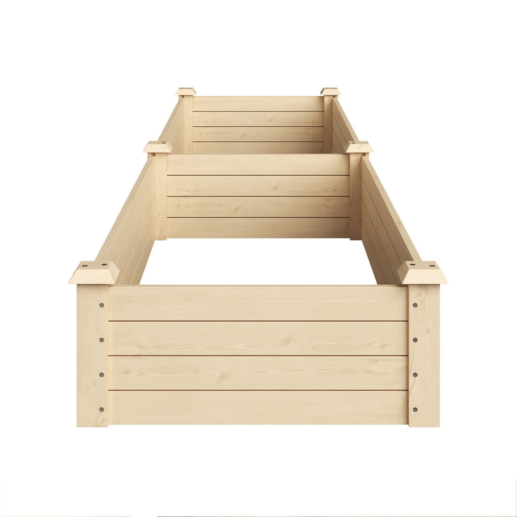 Cama de jardín elevada estrecha de madera de abeto pulida para plantar en exteriores