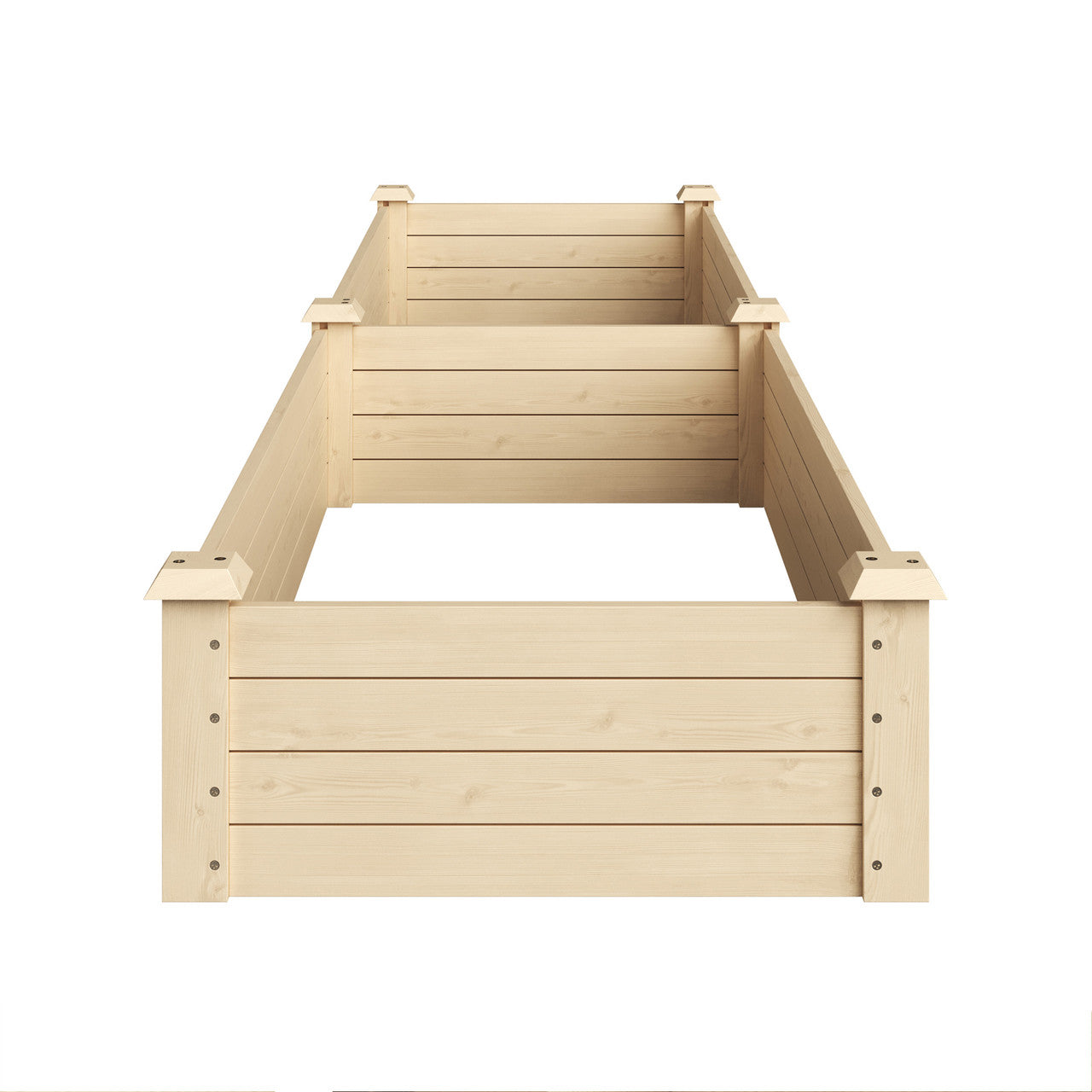 Cama de jardín elevada estrecha de madera de abeto pulida para plantar en exteriores
