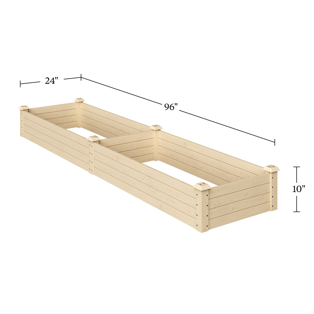 Cama de jardín elevada estrecha de madera de abeto pulida para plantar en exteriores