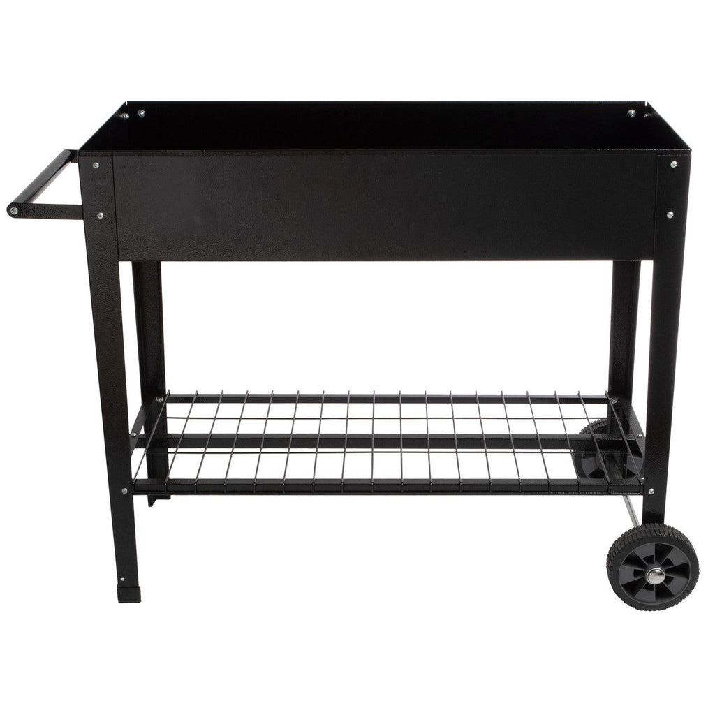 Cama de jardín elevada de metal con ruedas