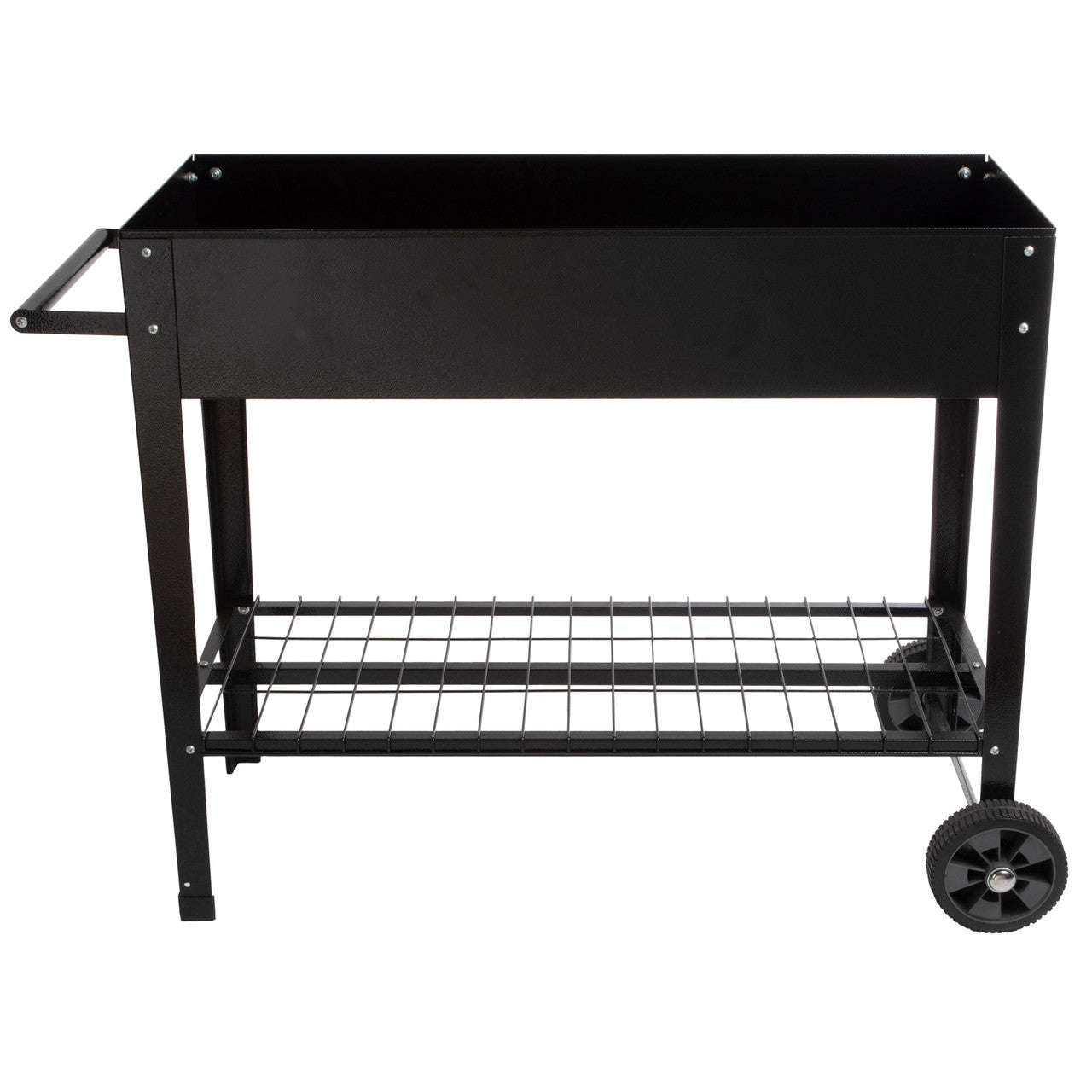 Cama de jardín elevada de metal con ruedas