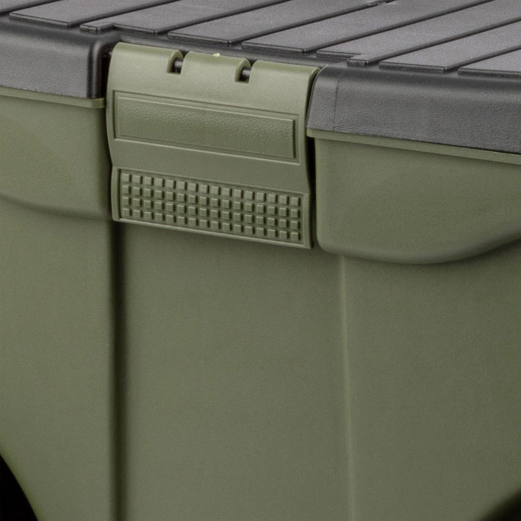 Carro de jardín con asiento y almacenamiento verde