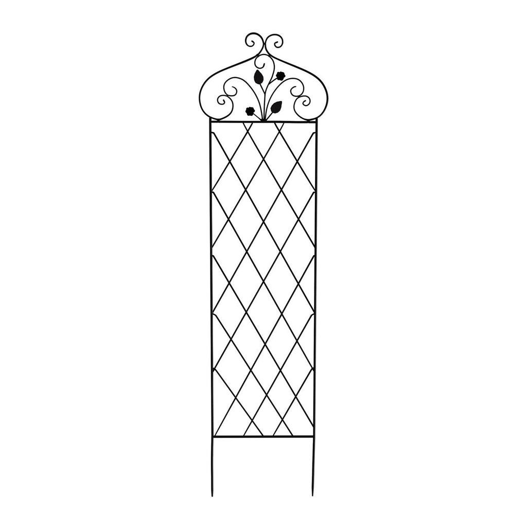 Celosía de jardín de metal negro ornamentada de 63 pulgadas de alto para plantas trepadoras