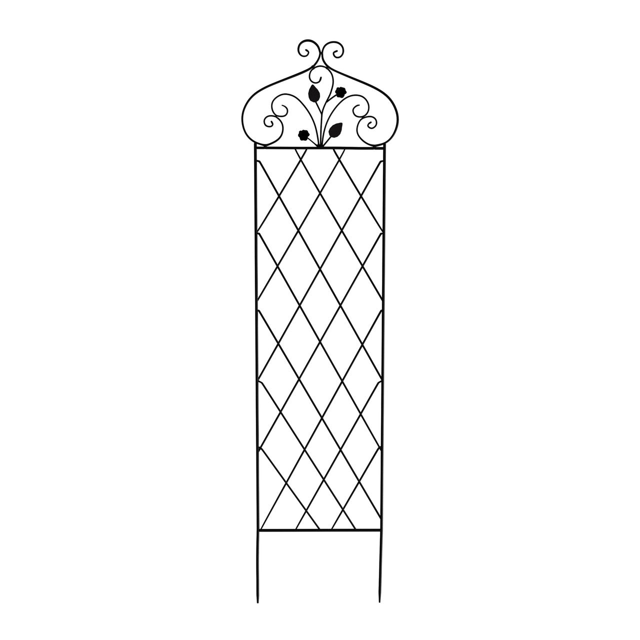 Celosía de jardín de metal negro ornamentada de 63 pulgadas de alto para plantas trepadoras