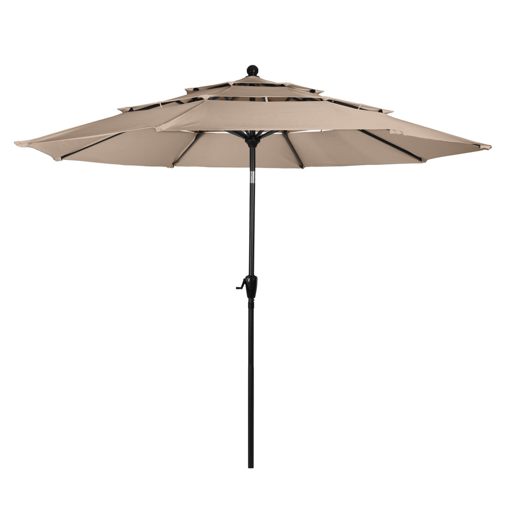 Parasol de Patio Exterior Beige de 3 m con Inclinación y Manivela