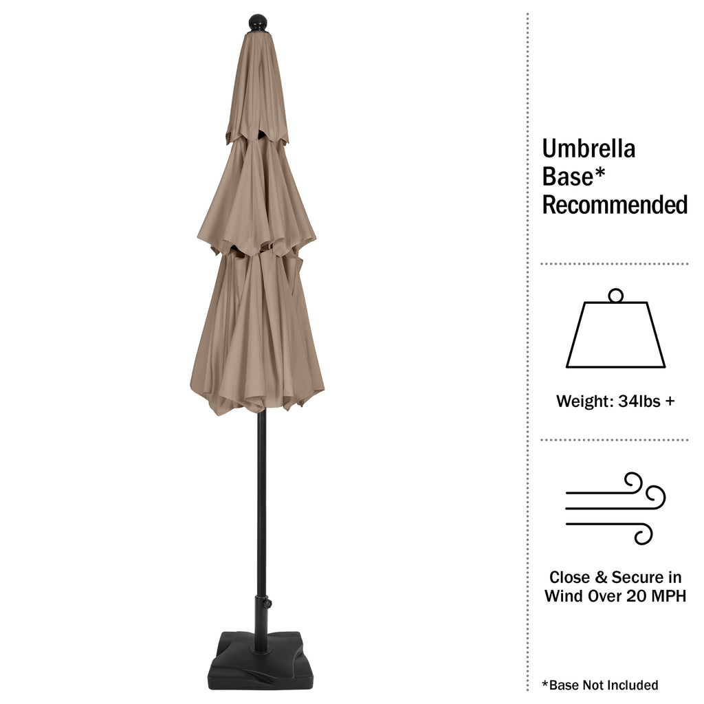 Parasol de Patio Exterior Beige de 3 m con Inclinación y Manivela