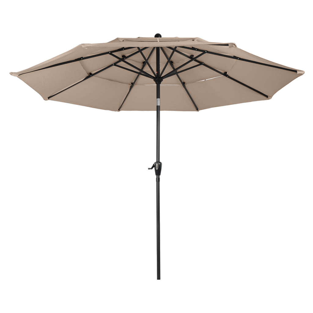 Parasol de Patio Exterior Beige de 3 m con Inclinación y Manivela
