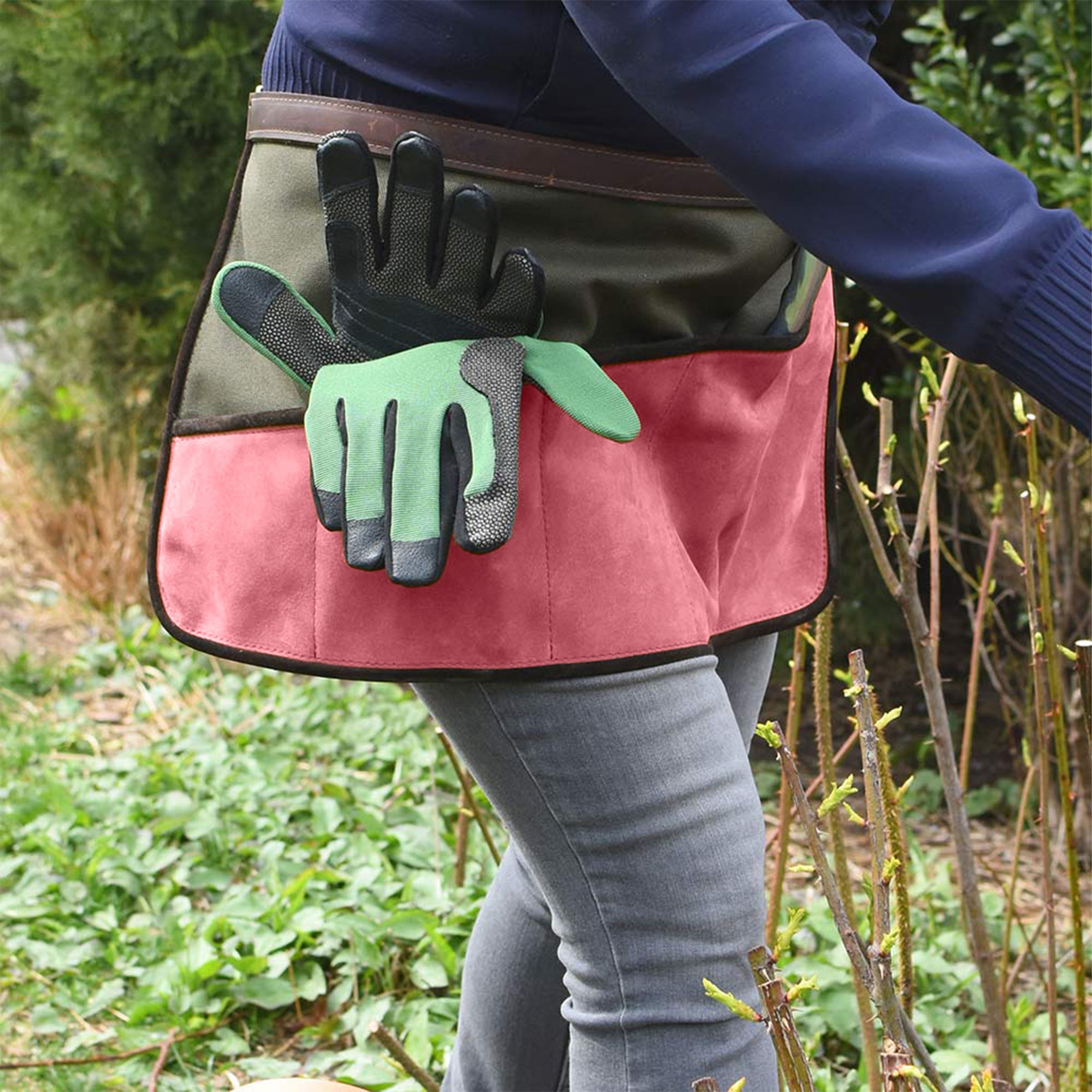 Delantal de jardinería a la cintura, rosa