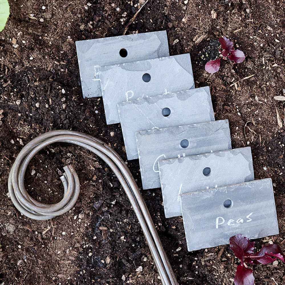 Etiquetas de pizarra para jardín con estacas de acero en espiral para jardín