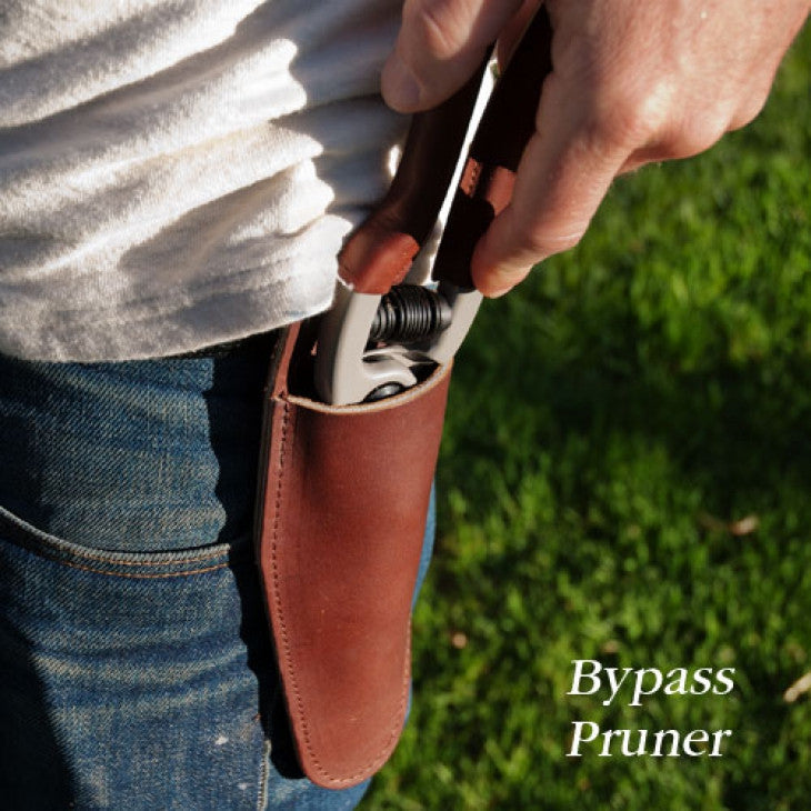 Funda de cuero para podadora de bypass, marrón clásico, de cuero genuino, soporte para herramientas de jardín