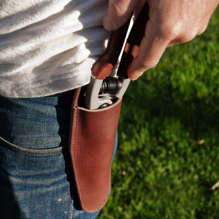 Funda de cuero para podadora de bypass, marrón clásico, de cuero genuino, soporte para herramientas de jardín
